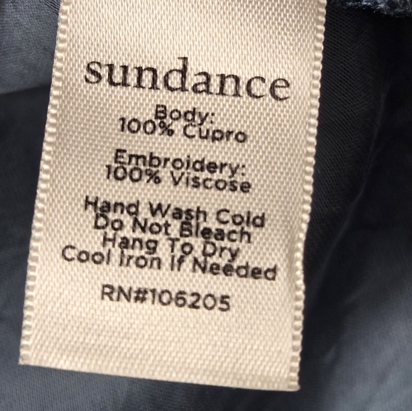 Sundance Floral Boho Silk Like Cordelia Tunic Embroidered Blue Blouse small - Picture 6 of 10